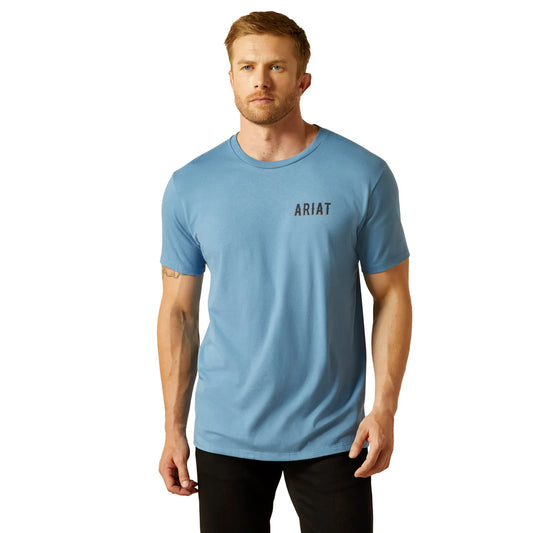 Ariat Mens Blazing Saddle Short Tee - Cornet Blue