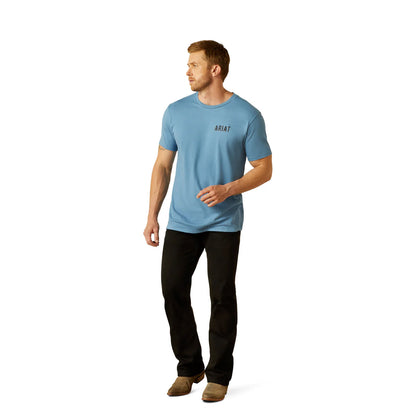 Ariat Mens Blazing Saddle Short Tee - Cornet Blue
