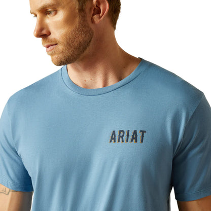 Ariat Mens Blazing Saddle Short Tee - Cornet Blue
