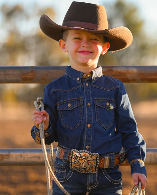 Little Spurs and Co Western Boys Long Sleeve Romper