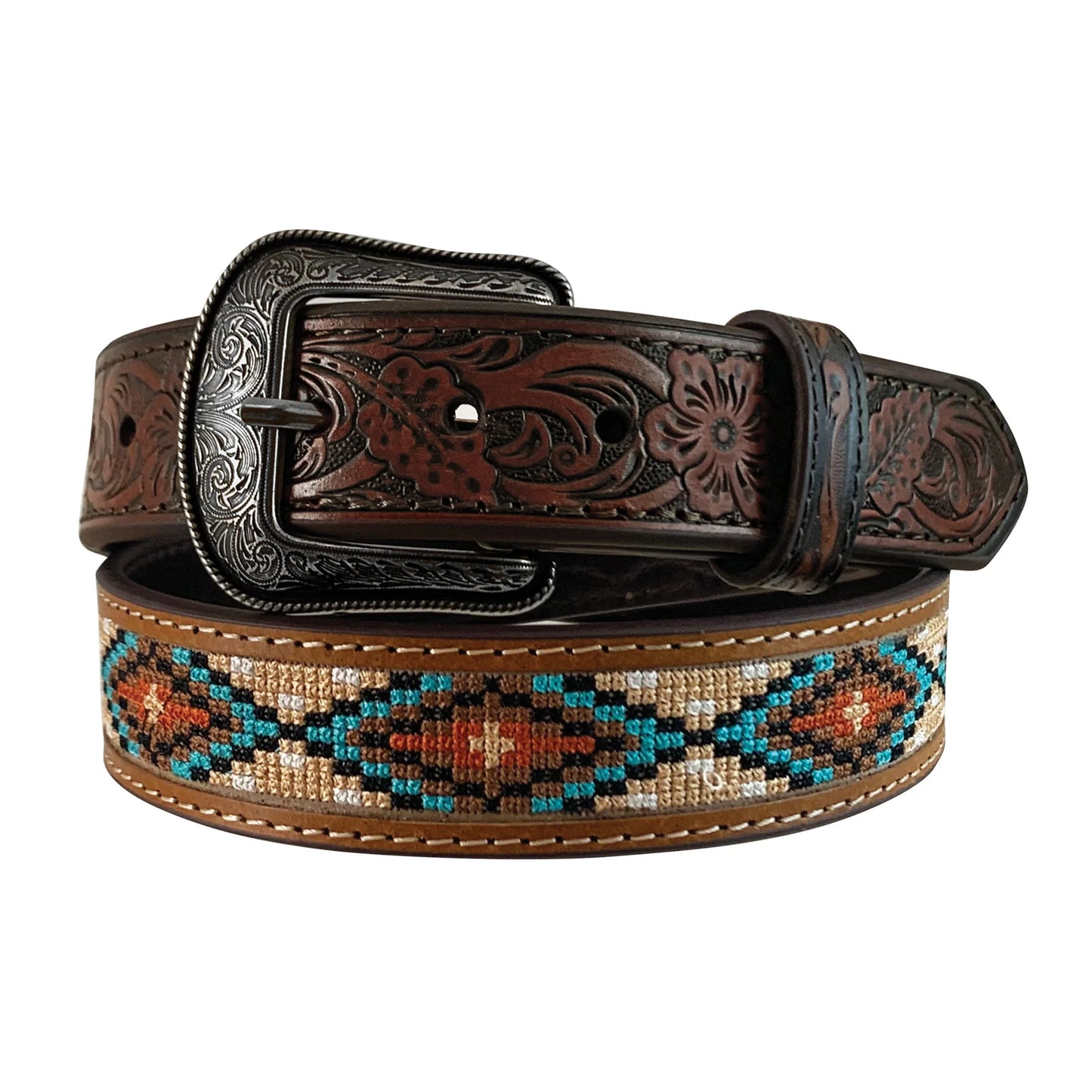 Roper Boys Belt Hand Tooled Brown