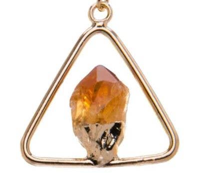 Metal Triangle Citrine Point Earring