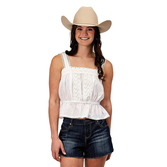 Roper Womens Five Star Collection Sleeveless Camisole Top Solid White