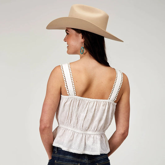 Roper Womens Five Star Collection Sleeveless Camisole Top Solid White