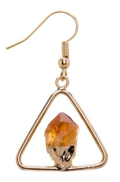Metal Triangle Citrine Point Earring