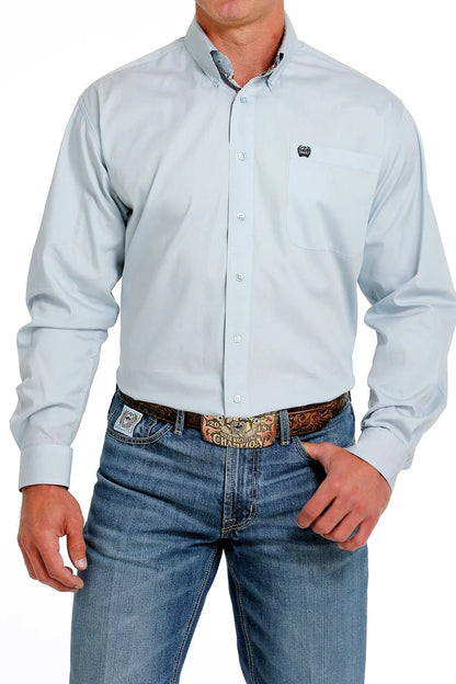 Cinch Men's Solid Light Blue Long Sleeve Button Down Western Shirt MTW1105616