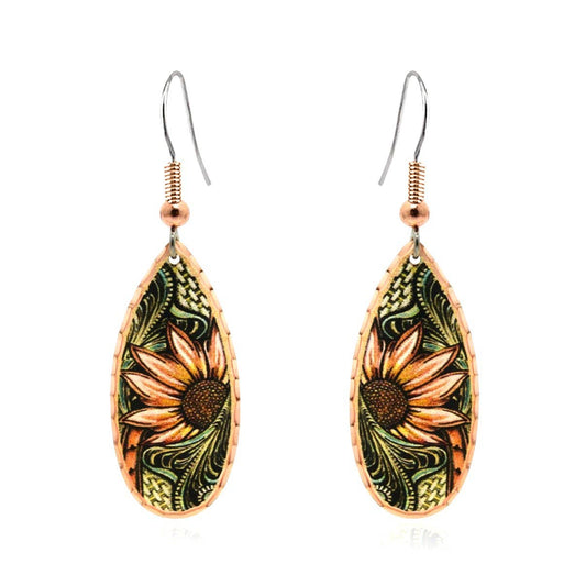 Copper Sunflowers Native  Earrings