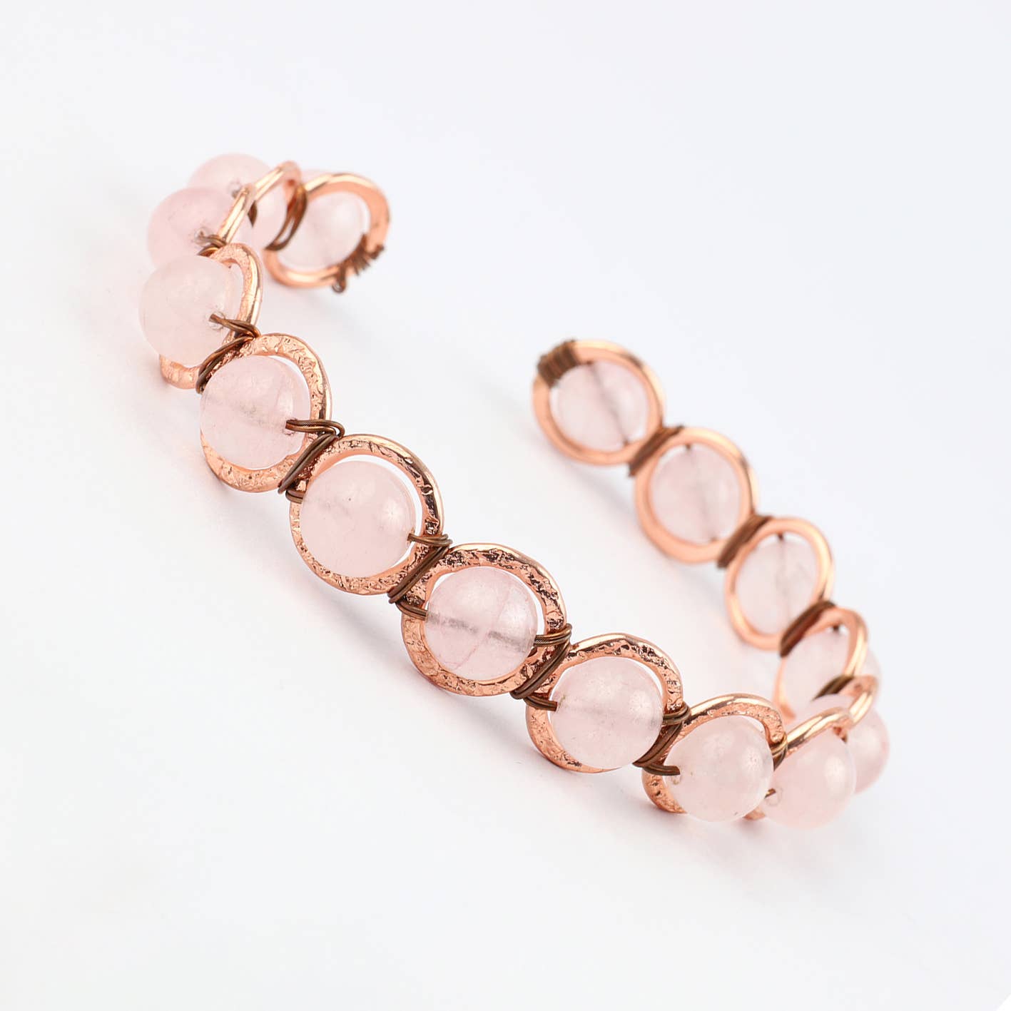 Copper & Rose Quartz Crystal Bracelet