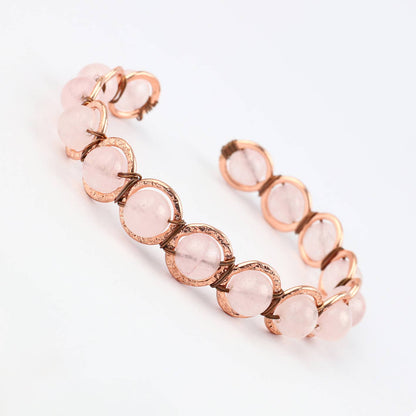 Copper & Rose Quartz Crystal Bracelet
