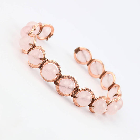 Copper & Rose Quartz Crystal Bracelet