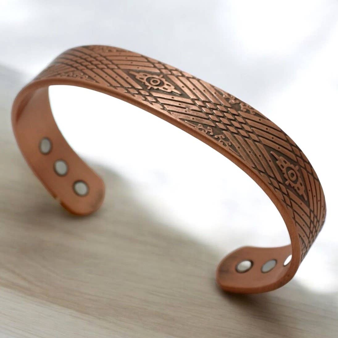 Copper therapy bracelet southwest design with magnets 34