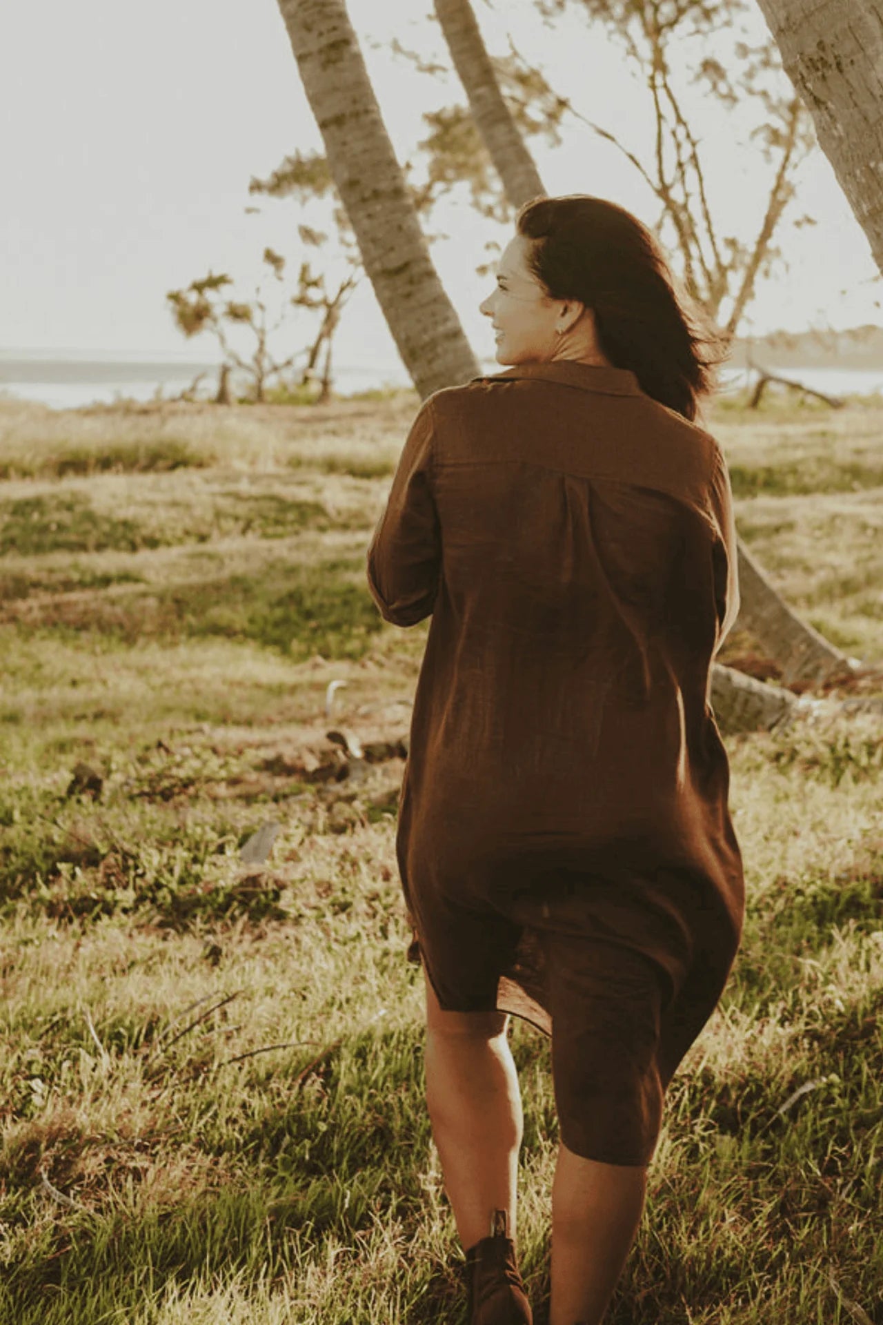 Outback Linen Everyday Linen Dress - Smoked Cocoa