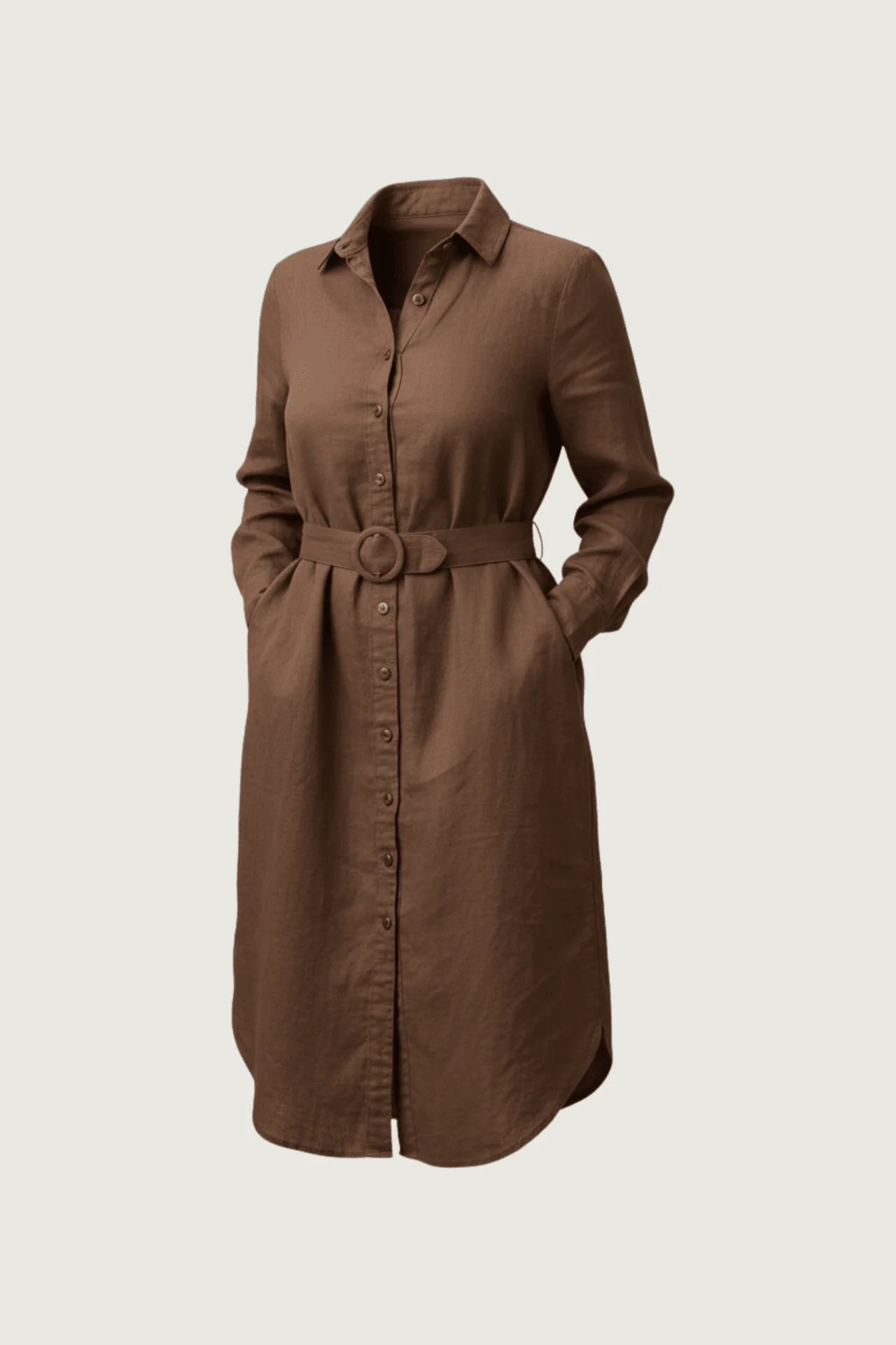 Outback Linen Everyday Linen Dress - Smoked Cocoa