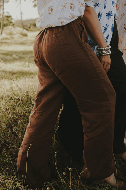 Outback Linen Everyday Linen Pants - Smoked Cocoa