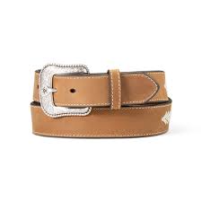 Ariat Mens Floral Tab Conchos Lace Belt 1 -1/2" Brown