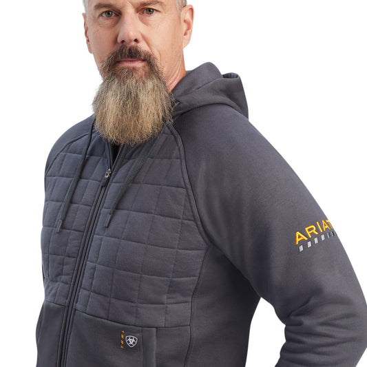 Ariat Mens Rebar Regulato full Zip Hoodie Rebar Grey
