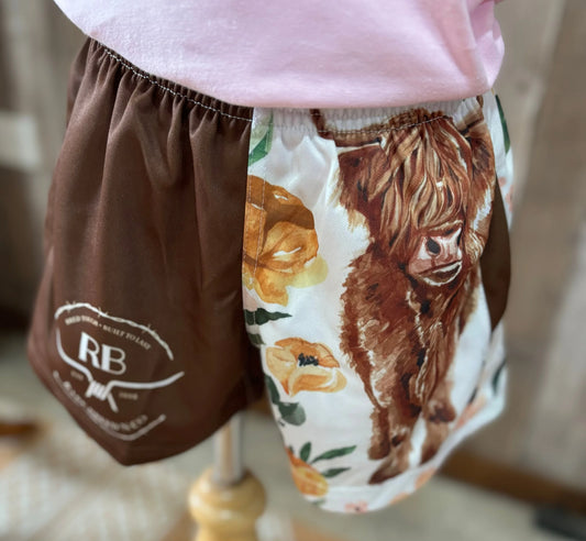 Footy Shorts - Kids - Highlander Cow -