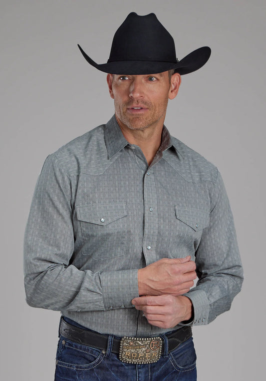 Roper Mens Karman Classic 80/20 LS Shirt Solid Grey