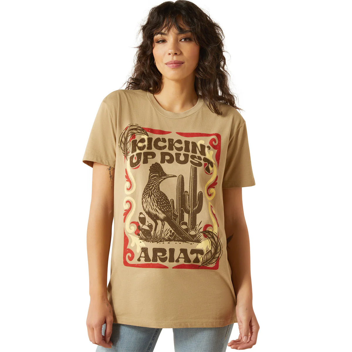 Ariat Womens Kinking up the Dust Tee - Sand