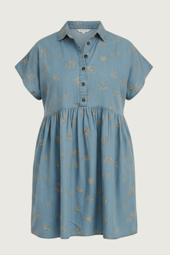 Outback Linen Lady Jane Denim Dress - Sky Blue