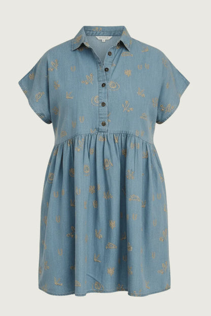 Outback Linen Lady Jane Denim Dress - Sky Blue
