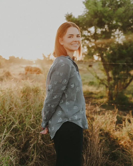 Spinifex Lady Jane Outback Organic Embroidered Linen Shirt