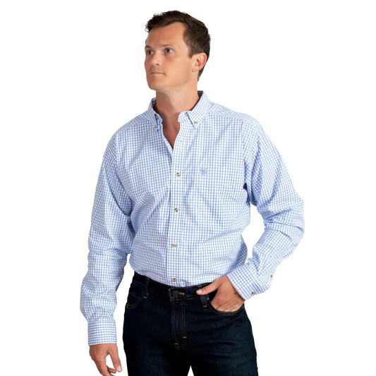 Ariat Mens Pro Series LS Shirt Light Blue Check