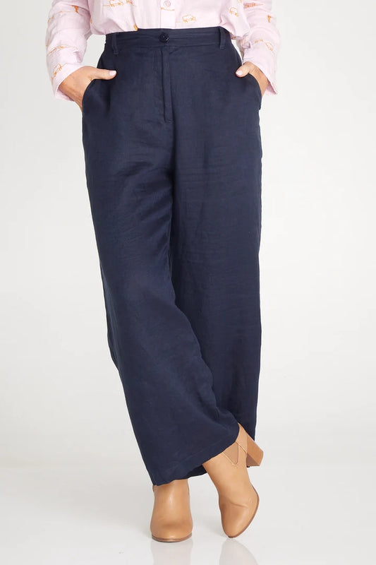 Outback Eclipse Navy Organic Linen Pants