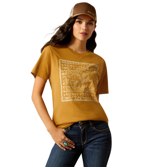 Ariat Womens Longhorn Brand tee Harvest Gold