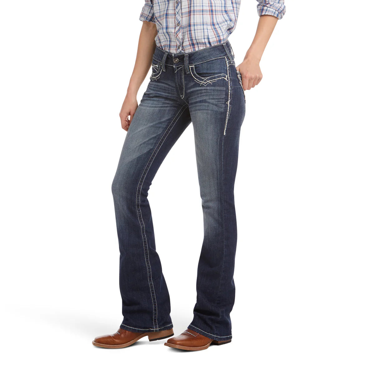 Ariat Women's R.E.A.L Mid Rise Boot Cut Jean Entwined Marine