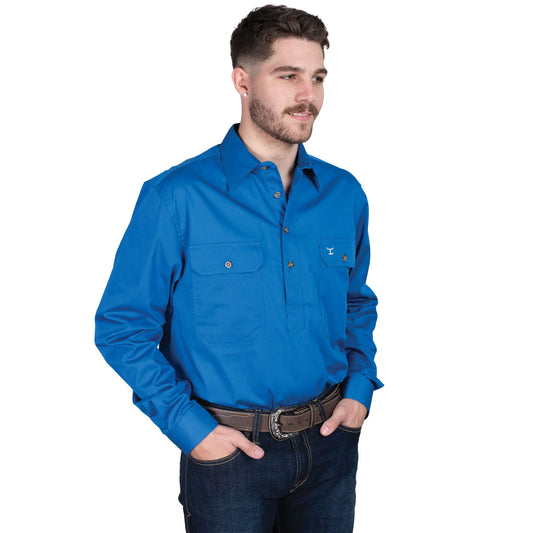 Just Country Cameron Work shirt 1/2 button  Nautical Blue