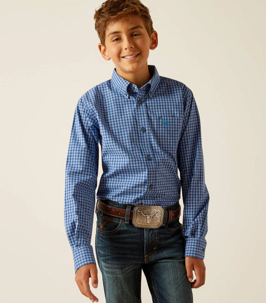 Ariat Boys Pro Perrin LS Shirt Blue