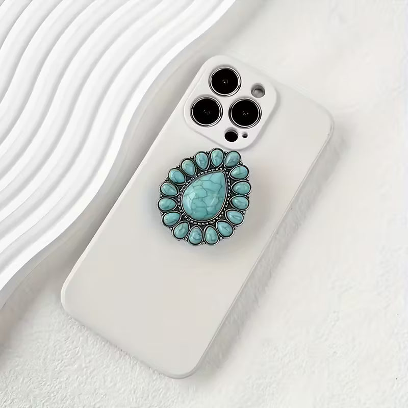 Western Phone Grip - Oval Turquoise