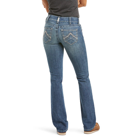 Ariat Womens Real Mid Rise Stackable Straight Leg Stretch Icon Rainstorm