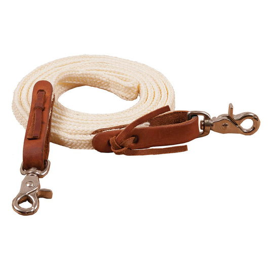 Ezy Ride Roping Rein - Flat braided poly 1” x 8' natural