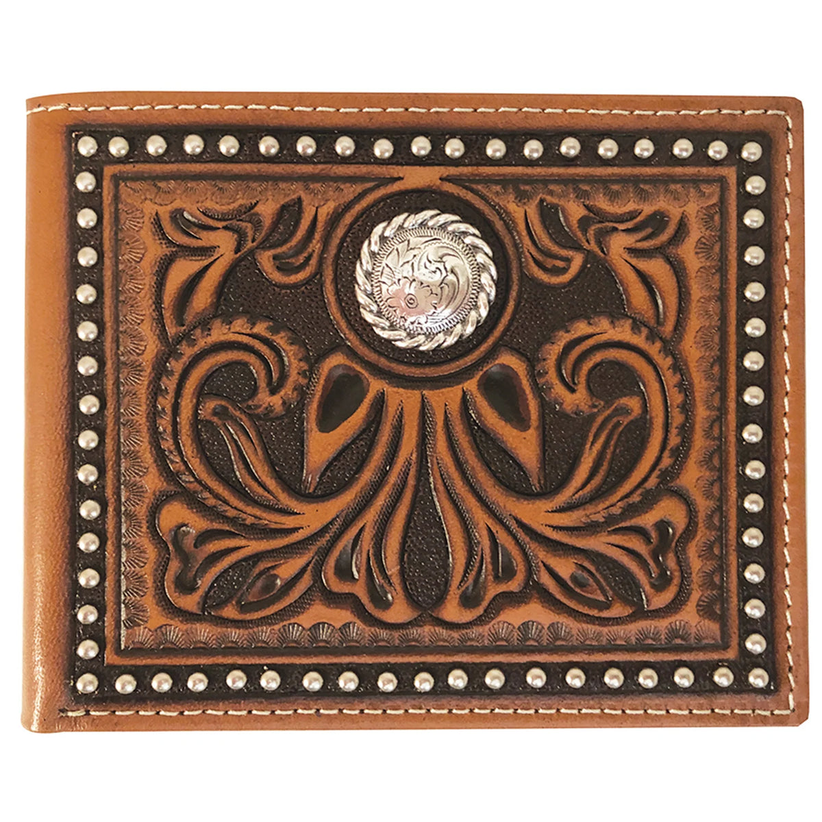 Roper Wallet - Bi-fold Tooled Leather Tan