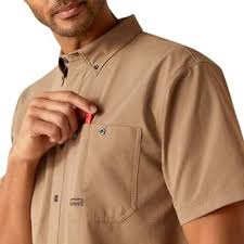 Ariat Men’s Rebar made tough 360  Airflow ss work Shirt Khaki