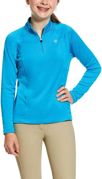 ARIAT SUNSTOPPER 2.0 1/4 ZIP MAUI BLUE Youth