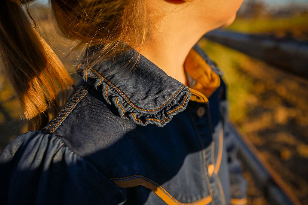 Little Spurs and Co Western Girls Teen Denim Dress Shirt