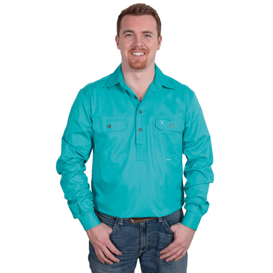 Just Country Cameron 1/2 Button Work shirt Turquoise