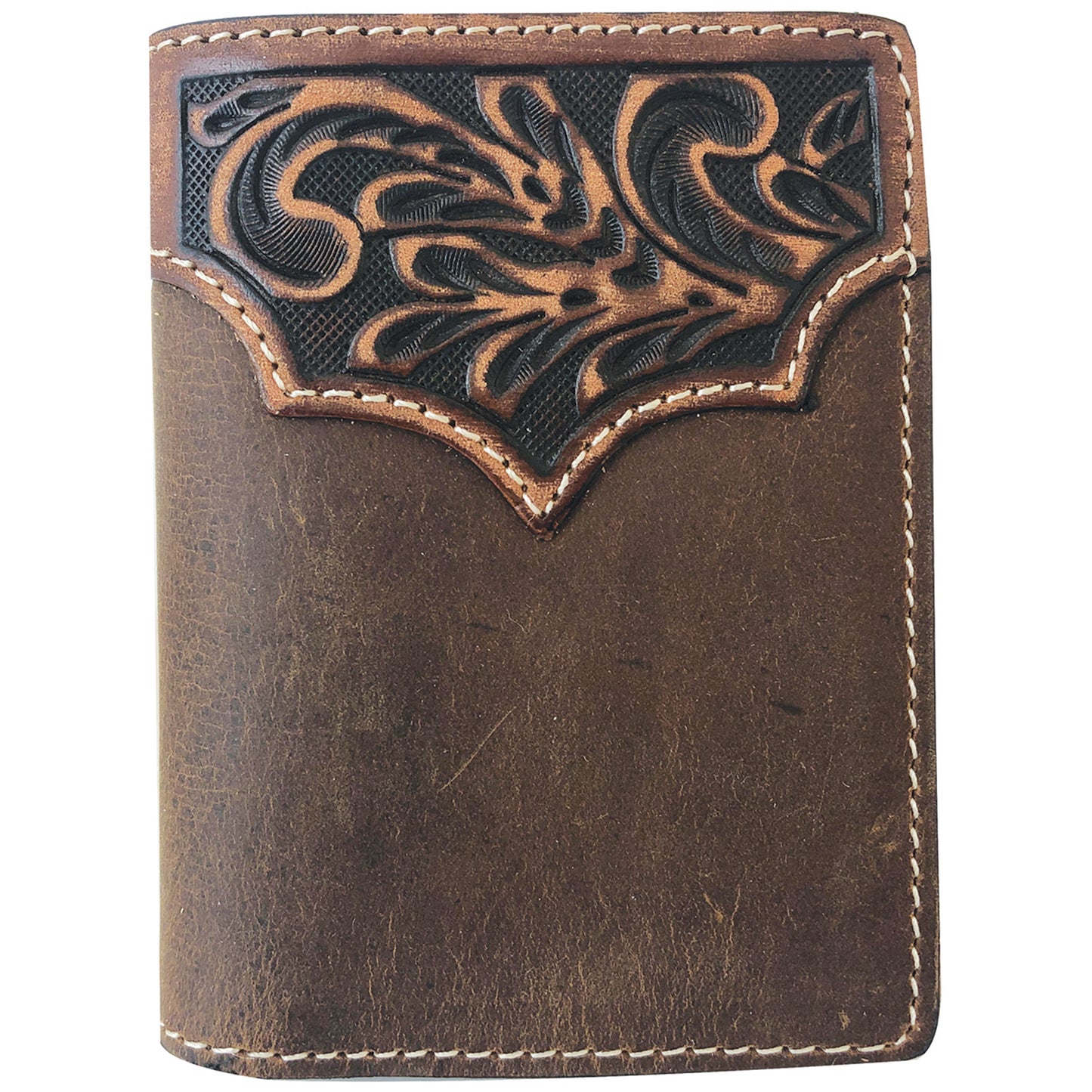 ROPER - Tri-Fold Wallet Tooled Yoke Tan