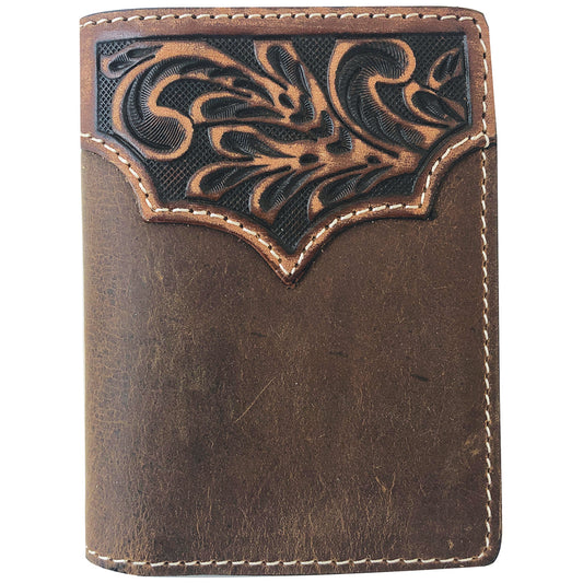 ROPER - Tri-Fold Wallet Tooled Yoke Tan