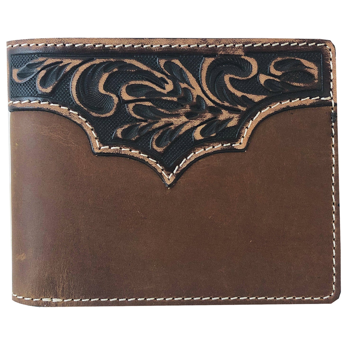 Roper Bi-Fold Wallet Tooled Yoke Tan