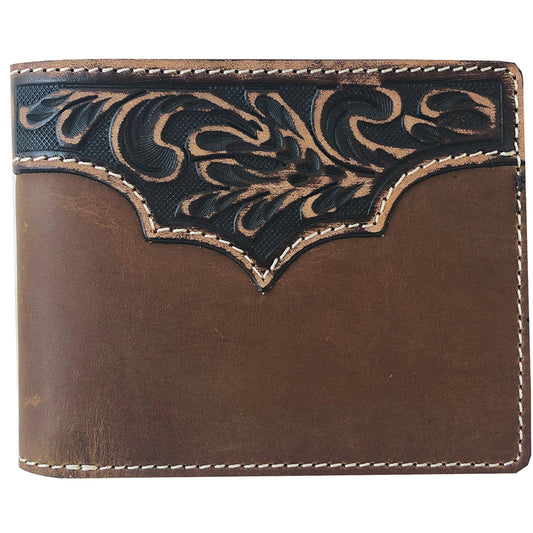 Roper Bi-Fold Wallet Tooled Yoke Tan
