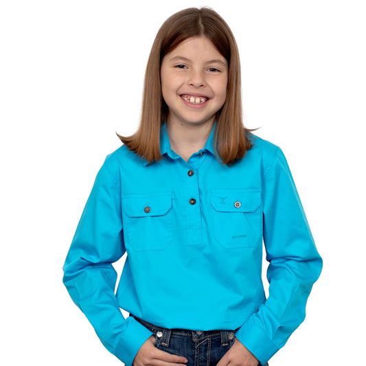 JUST COUNTRY GIRL'S - KENZIE - 1/2 BUTTON - SKY