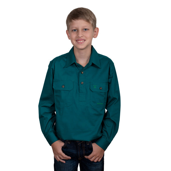 JUST COUNTRY BOY'S - LACHLAN - 1/2 BUTTON - FOREST GREEN