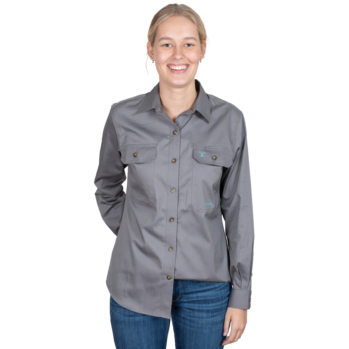 JUST COUNTRY WOMEN'S - BROOKE - FULL BUTTON - STEEL GREY
