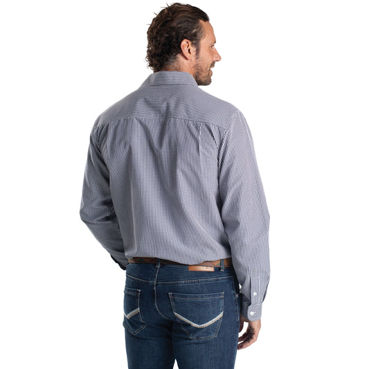 JUST COUNTRY MEN'S - AUSTIN - FULL BUTTON - NAVY/WHITE MINI CHECK