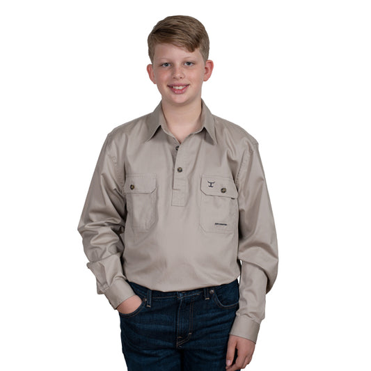 JUST COUNTRY BOY'S - LACHLAN - 1/2 BUTTON - STONE