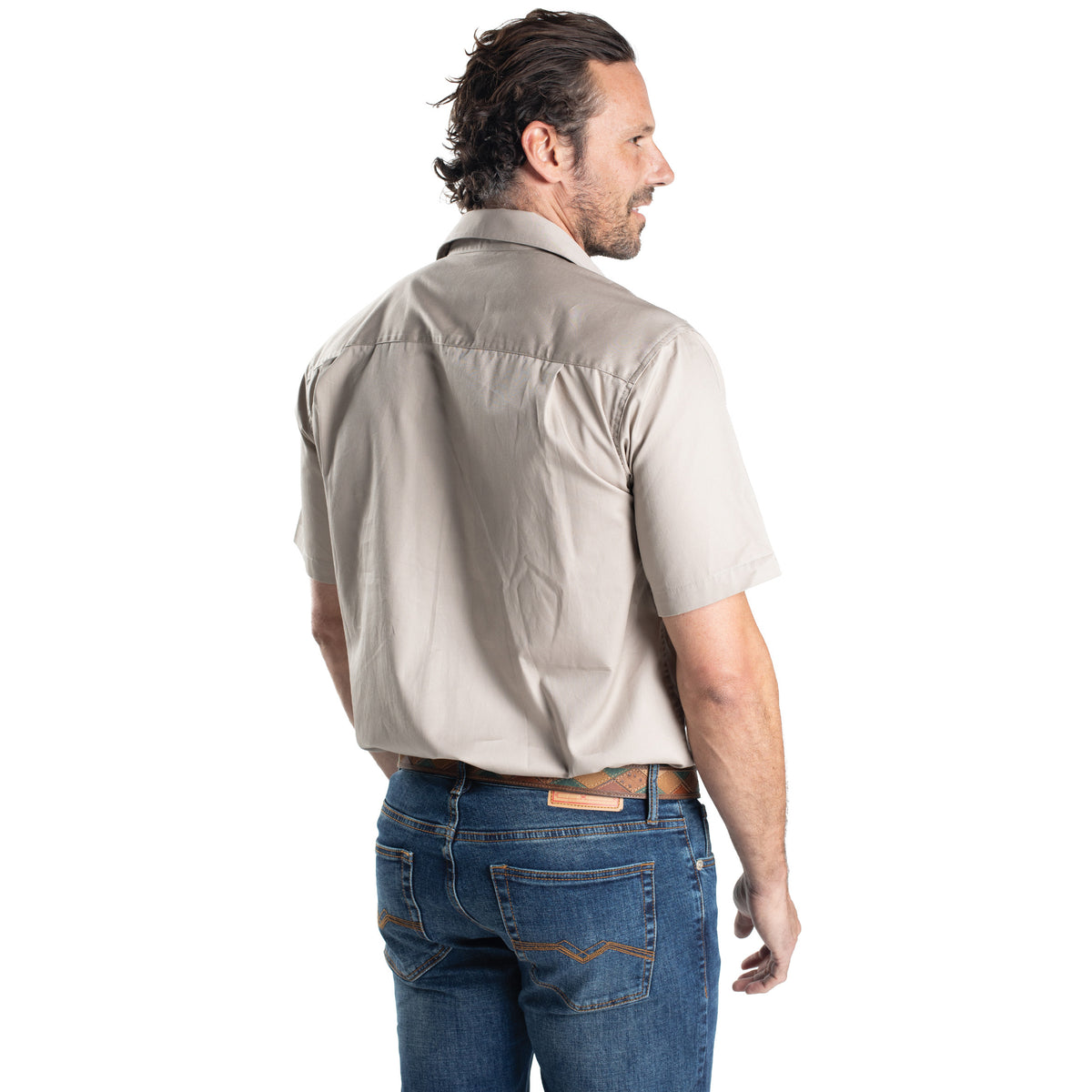 JUST COUNTRY MEN'S - EDDIE - FULL BUTTON SHORT SLEEVE - STONE